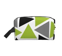 Triangoli casuali verde lime grigio nero su bianco, Borsa per il trucco Borsa per cosmetici Borsa da viaggio portatile da viaggio Borsa per trucco Organizer