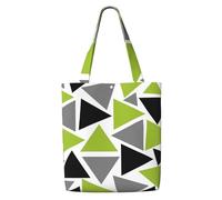 Triangoli casuali verde lime grigio nero su bianco,Borse della spesa riutilizzabili, borse per la spesa, borsa a tracolla in tela di grande capacità