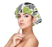 Triangoli casuali verde lime grigio nero su bianco,Cuffia da notte elastica in raso per adulti, fascia per capelli in seta regolabile, cuffia da notte elastica per donne