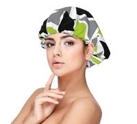 Triangoli casuali verde lime grigio nero su bianco,Cuffia da notte elastica in raso per adulti, fascia per capelli in seta regolabile, cuffia da notte elastica per donne