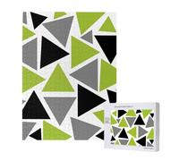 Triangoli casuali verde lime grigio nero su bianco,Puzzle in legno da 500 pezzi per adulti e adolescenti