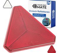 Triangoli catarifrangenti per rimorchio, confezione da 2 pezzi, in rosso, da incollare, lunghezza lato 135 mm, occhio di gatto per rimorchio con marchio E, catarifrangente posteriore