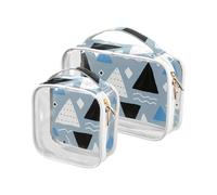 Triangoli geometrici blu neri che appendono le borse da toeletta TSA hanno approvato la borsa cosmetica impermeabile di viaggio dell'aeroporto compiacente della