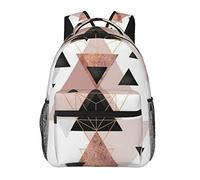 Triangoli geometrici leggeri per adulti Borse a tracolla per libri in arte bianca oro rosa Borsa a tracolla di grande capacità con spallacci regolabili per il lavoro di trekking Camminare in bicicle