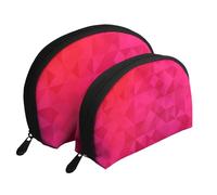 Triangolo geometrico fucsia, Borsa per trucco a conchiglia Portamonete da donna Borsa da toilette piccola Borsa per cosmetici 2 pezzi