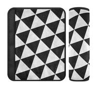 Triangolo geometrico nero bianco confezione da 2 coperture per seggiolino auto, più comfort di guida, coperture per cintura di sicurezza per adulti per berlina zaino furgone 25,4 x 19,6 cm funda para