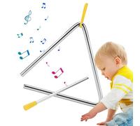 Triangolo in metallo con percussore, battitore triangolare a percussione, battitore triangolare a mano con ritmo in metallo per percussioni triangolari - Strumento di illuminazione musicale con percus