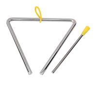 Triangolo musicale di alta qualità in acciaio da 6 pollici con gancio giallo, suono vivido per l'educazione del ritmo dei bambini