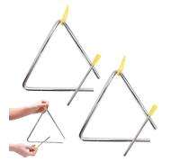 Triangolo Musicale in Lega per Bambini, Strumento a Percussione in Argento da 15 cm con Bacchetta, 1 Pezzo