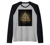 Triangolo Occhio Visione Saggezza Simbolo verità Maglia con Maniche Raglan