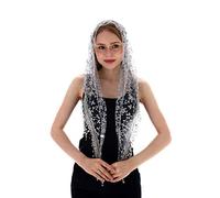 Triangolo pizzo mantilla velo tulle sciarpa copertura velo chiesa per matrimonio di massa damigelle - grigio - Medium