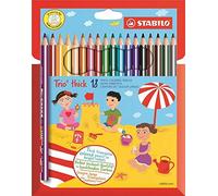 STABILO Pastelli Trio Thick – mina 4,2 mm, con temperino – astuccio da 18 colori assortiti