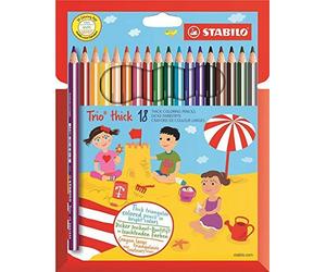 Triangular Colouring Pencil - STABILO Trio thick - Pack of 18 - Assorted Colours
