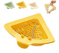 Triangular Drain Basket， Drainage & Filter Basket ，Punch-Free Triangular Sink Strainer with Twist-Open Bottom ，for Filtering Vegetables And Food Scraps (Yellow_1PC)