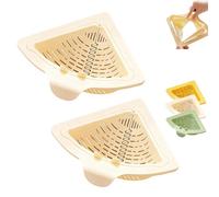 Triangular Drain Basket， Drainage & Filter Basket ，Punch-Free Triangular Sink Strainer with Twist-Open Bottom ，for Filtering Vegetables And Food Scraps (Beige2PC)