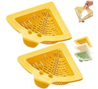 Triangular Drain Basket， Drainage & Filter Basket ，Punch-Free Triangular Sink Strainer with Twist-Open Bottom ，for Filtering Vegetables And Food Scraps (Yellow_2PC)