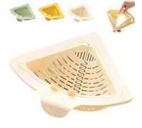 Triangular Drain Basket， Drainage & Filter Basket ，Punch-Free Triangular Sink Strainer with Twist-Open Bottom ，for Filtering Vegetables And Food Scraps (Beige1PC)