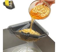 Triangular Draining Basket for Sink Magnetic Corner Sink Strainer Basket, Touch-Free Food Catcher For Kitchen Sink, Kitchen Filter Rack with Twist-Open Bottom (Gray)