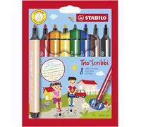 Triangular Fibre-Tip Pen - STABILO Trio Scribbi - Pack of 8 - Assorted Colours