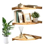 Triangular Wall Ledge - Vintage Timber Corner Stand, Triple Level Display Unit, Compact Space Maximizer Shelf, Elegant Decorative Rack System, Strong Load Bearing Corner Shelf Organizer, Multipurpose