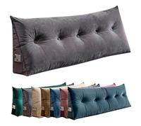 Triangular Wedge Headboard Pillow Bed Rest Backrest, Grande Bolster Cushion Removable with Side Pockets Positioning Support for Reading Sitting Daybed Sofà Bunkbed(Gray,120 cm)