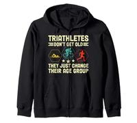 Triathletes Dont Get Old Retro Swim Bike Run Divertente Triathlon Felpa con Cappuccio