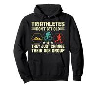 Triathletes Dont Get Old Retro Swim Bike Run Divertente Triathlon Felpa con Cappuccio