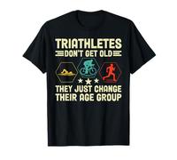 Triathletes Dont Get Old Retro Swim Bike Run Divertente Triathlon Maglietta