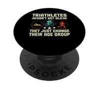 Triathletes Dont Get Old Retro Swim Bike Run Divertente Triathlon PopSockets PopGrip Adesivo