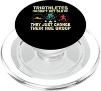 Triathletes Dont Get Old Retro Swim Bike Run Divertente Triathlon PopSockets PopGrip per MagSafe
