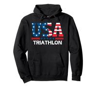 Triathlon Bandiera Stati Uniti Triathlon USA Sport Triathlon Felpa con Cappuccio