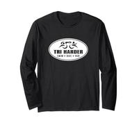Triathlon Tri Harder, triatleta, Bici da Nuoto, Corsa, Resistenza Maglia a Manica