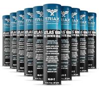 TRIAX Atlas 600 Grasso Sintetico Blu - NLGI 2, Alte Temperature >204°C, Impermeabile, Adesivo, Speciale per Cuscinetti a Sfera, Nautico, Resistente all'Acqua e Carichi Elevati (10 cartucce di 400g)
