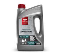 TRIAX Kompressor MV ISO 46 / SAE 20 Olio Completamente Sintetico per Compressori d’Aria Rotativi a Palette a Vite Alternativi e Pompe a Vuoto - Alta Temperatura - Vita del Fluido fino a 20.000 Ore