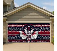 Tribal Eagle - Copertura per porta del garage, grande totem dei nativi americani, decorazione per garage, esposizione esterna, 390 x 180 cm