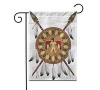 Tribal Native American Shield And Spears Weapon Pattern Flag Resistente Alle Intemperie Bandiera Da Giardino Doppia Faccia Bandiera Per Giardino Portico Balcone 30X45Cm