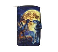 Tribal Wolf Song Native American Womens PU Leather Wallet Long Purse Clutch Organizer per Ufficio Viaggio