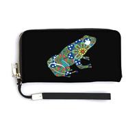 Tribe Tattoo Frog Portafoglio in pelle alla moda borsa lunga con cinturino da polso per uomo donna, Stile:, 20.0*10.5cm