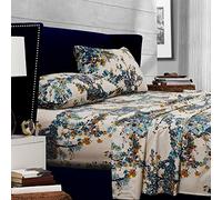 Tribeca Living Casablanca Floral Printed Deep Pocket Sheet Set, Multi, Completo