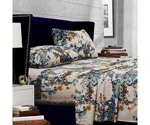 Tribeca Living Casablanca Floral Printed Deep Pocket Sheet Set, Multi, Completo