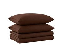Tribeca Living Luxury Solid Flannel Deep Pocket Sheet Set, Flanella, Chocolate, Coppia