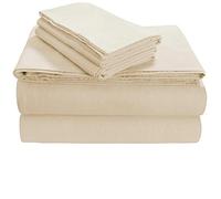 Tribeca Living Luxury Solid Flannel Deep Pocket Sheet Set, Flanella, Ivory, Coppia