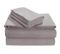 Tribeca Living Luxury Solid Flannel Deep Pocket Sheet Set, Flanella, Platinum, King