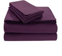 Tribeca Living Luxury Solid Flannel Deep Pocket Sheet Set, Flanella, Purple, Coppia