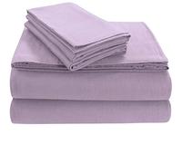 Tribeca Living Luxury Solid Flannel Deep Pocket Sheet Set, King, Coral, Lavender, Queen