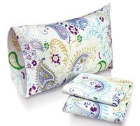 Tribeca Living Paisley Garden Printed Deep Pocket Flannel Sheet Set with Pillowcase, Twin