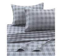 Tribeca Living Plaid Moose Stampato Flanella Tasca Profonda Lenzuolo Set, Multicolore, Savannah Plaid Multi, California King