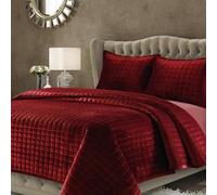 Tribeca Living Set copripiumino per letto queen size in velluto, 3 pezzi, include trapunta sovradimensionata e due federe, velluto morbidissimo da 260 g/m², bordeaux