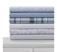 Tribeca Living Set di lenzuola in percalle di cotone per letto king size, con tasca extra profonda, 300 fili, colore: blu