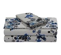 Tribeca Living Set di lenzuola stampate in cotone a 300 fili, con tasca extra profonda, per letto king size, blu Lisbona/multicolore